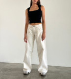EVE Washed Loose Solid Color Straight Jeans GDMY-12154