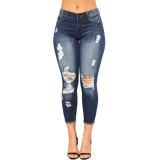 EVE Holes Skinny Fashion Nine-point Jeans GDMY-6819