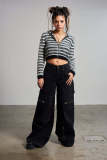 EVE Washed Zipper Multi-pockets Wide Leg Jeans GDMY-222