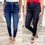EVE Black Single Breasted High Waist Jeans GDMY-1673