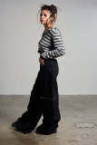 EVE Washed Zipper Multi-pockets Wide Leg Jeans GDMY-222