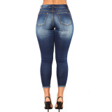 EVE Holes Skinny Fashion Nine-point Jeans GDMY-6819