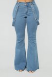EVE Fashion Solid Color Denim Flare Back Pants GDMY-LF003