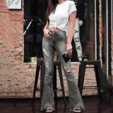 EVE High Waist Holes Slim Micro Flare Jeans GDMY-LF006
