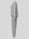 EVE Solid Color Long Sleeve Sport Two Piece Pants Set MIL-T086
