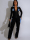 EVE Long Sleeve Color Block Zipper Jumpsuit MIL-T078