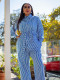EVE Print Stripe Long Sleeve Tie Up Two Piece Pants Set MIL-T091