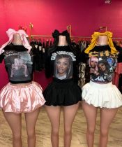 Pre Order: About 7 work days shipping Fashion Print Short Sleeve T-Shirts  YUEM-Y220202