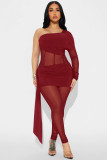 EVE Single Shoulder Long Sleeve Patchwork Jumpsuit GXYF-H0417