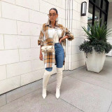 EVE Plaid Cardigan Long Thin Jacket LSD-2265