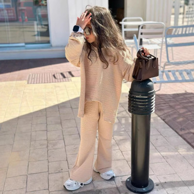 EVE Kids Girl Irregular Pleated T Shirt Two Piece Pants Set GYAY-M8107