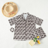 VIP1 Ice Silk Pajamas Short Sleeve Loungewear Suit(With Hair Bands) QYLF-DD0128