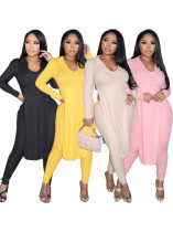 EVE Solid Color Long Sleeve Split Pants Suit SXF-A89024