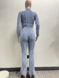 EVE Knit Sweater Zipper Casual Pants Set NYF-8179