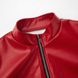 EVE PU Leather Jacket Top Pod Half Skirt Suit GDSF-D24ST540