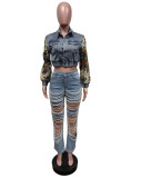 EVE Fashion Denim Print Long Sleeve Jackets MEM-88603