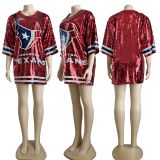 Short Sleeve Loose Sequin Dress GKLZ-W0039