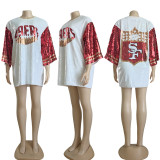 Short Sleeve Loose Sequin Dress GKLZ-W0039