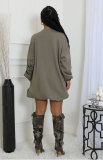 EVE Solid Color Long Sleeve Loose Mini Dress XHXF-435
