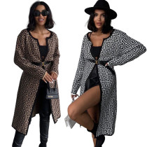 EVE Stripe Print Loose Knits Sweater Coat GKLZ-M4064