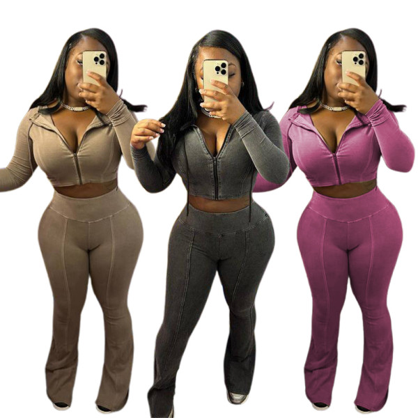 EVE Fashion Zipper Long Sleeve Hooded 2 Piece Pants Set MEM-MZ88604