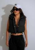 EVE Solid Color Sleeveless Zipper Cotton Vest Coat ZSD-0710