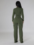 EVE Solid Color Zipper Bodysuit And Pants 2 Piece Set CH-HR24062
