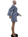 EVE Stripe Print Long Sleeve Shirt Dress QOUY-M6002