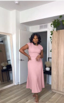 EVE Solid Sleeveless Knits Long Skirt Suit QOUY-M6017