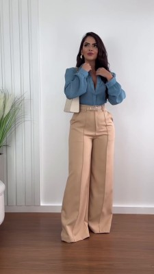 EVE Casual Loose Solid Color Straight Pants QOUY-6046