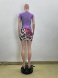 EVE Mesh Studded Drill Sexy Print Two Piece Set QOUY-M6036