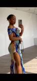 EVE Print One Shoulder Split Maxi Dress QOUY-M6025
