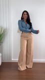 EVE Casual Loose Solid Color Straight Pants QOUY-6046