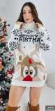 EVE Christmas Elk Print Turtleneck Knit Dress GKLZ-6167