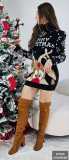EVE Christmas Elk Print Turtleneck Knit Dress GKLZ-6167