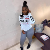 EVE Letter Print Long Sleeve T Shirt HMS-6402