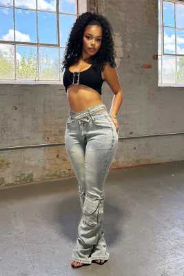 EVE Casual Washed Zipper Jeans LX-6031