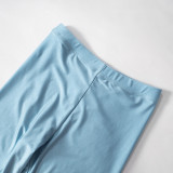 EVE Simple Solid Color Short Sleeve T-Shirt Skinny Pants Two Piece Set MXBF-D24ST373