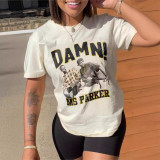 EVE Plus Size Print Short Sleeve Loose T Shirt GXJL-241028