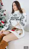 EVE Christmas Elk Print Turtleneck Knit Dress GKLZ-6167