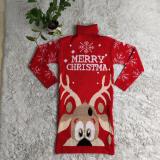 EVE Christmas Elk Print Turtleneck Knit Dress GKLZ-6167
