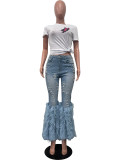 EVE Casual Beaded Long Whiskered Jeans OD-8711