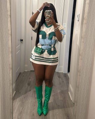 EVE Pre Order: About 7 work days shipping  Sport Print Short Sleeve Rugby T-shirt YUEM-220240