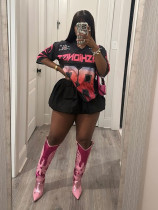 EVE Pre Order: About 7 work days shipping Fashion Print Half Sleeve Loose T Shirt YUEM-220256