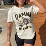 EVE Plus Size Print Short Sleeve Loose T Shirt GXJL-241028