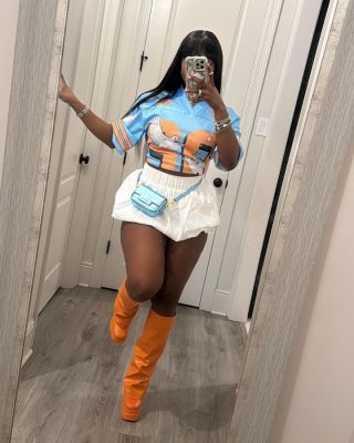 EVE Pre Order: About 7 work days shipping Sport Mesh Print Loose T Shirt YUEM-220241