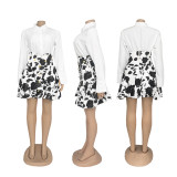 EVE Vintage Printed Shirt High Waisted Puffy Skirt 2 Piece Set SFY-TW578