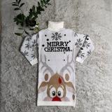 EVE Christmas Elk Print Turtleneck Knit Dress GKLZ-6167