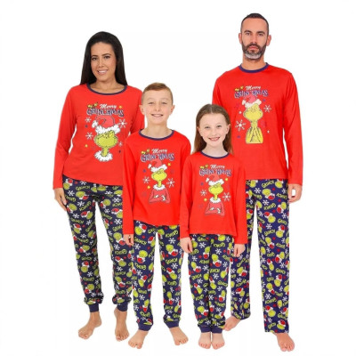 EVE Christmas Print Color Block Parent-child pajamas Set GSGS-0703