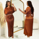 EVE Short Sleeve Belted Solid Color Maxi Dress BY-C7103